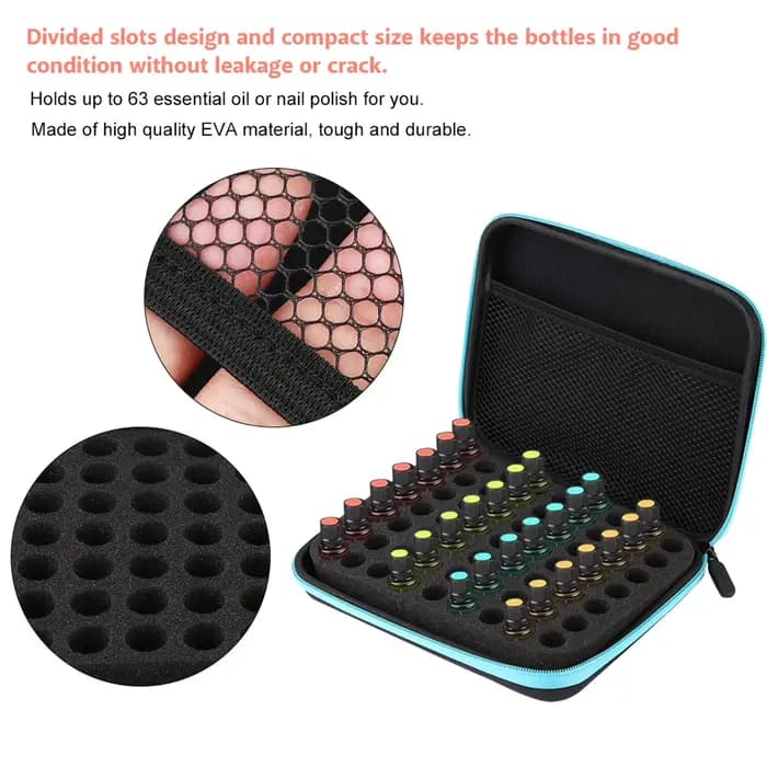 63 fentes Portable aromathérapie huile essentielle sac de rangement boîte organisateur