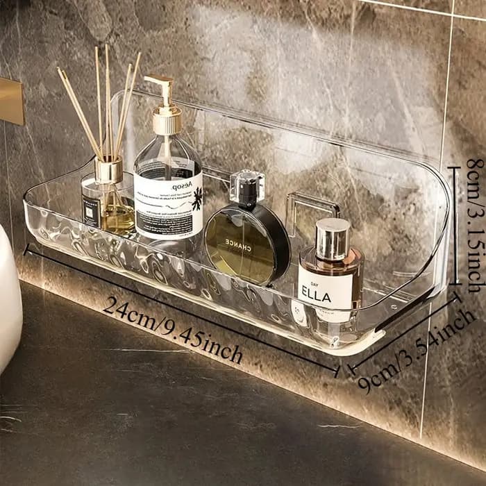 Étagère de salle de bain en acrylique sans perçage - Organisateur mural pour cosmétiques et articles de toilette