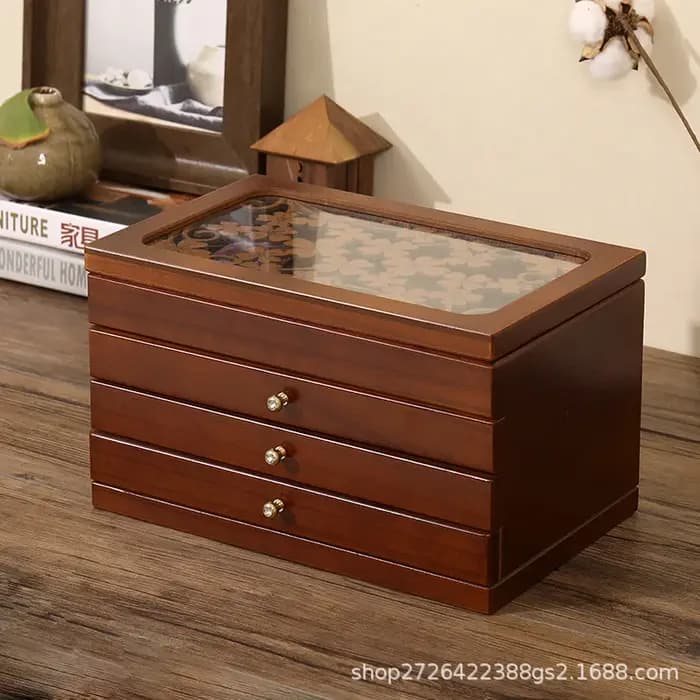 Boîte de Rangement en Bois pour Bijoux