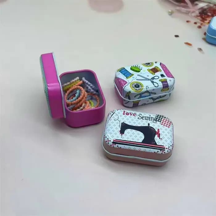 Mini boîtes de rangement en métal sur le thème de la couture