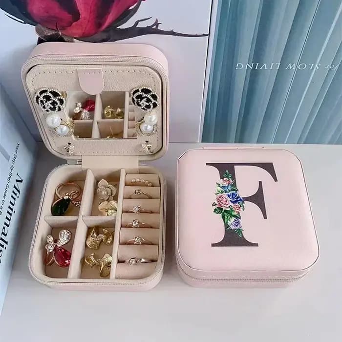 Boîte à bijoux en cuir personnalisée avec fermeture éclair