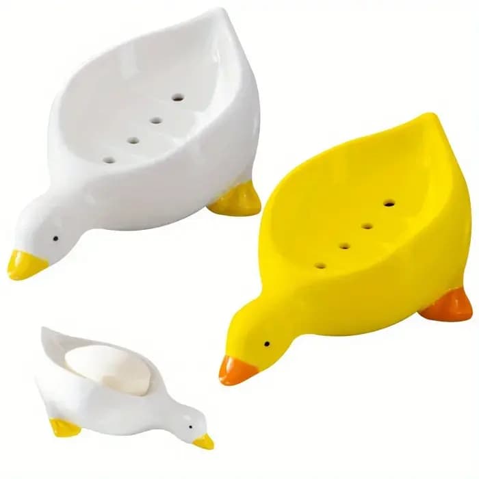 Boîte à savon en forme de canard jaune