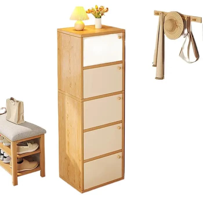 Armoire à chaussures minimaliste moderne en bois massif