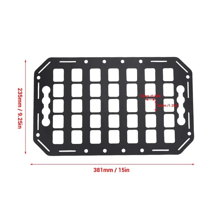 Panneau Molle pour benne de camion 15x9.25x0.08in en aluminium