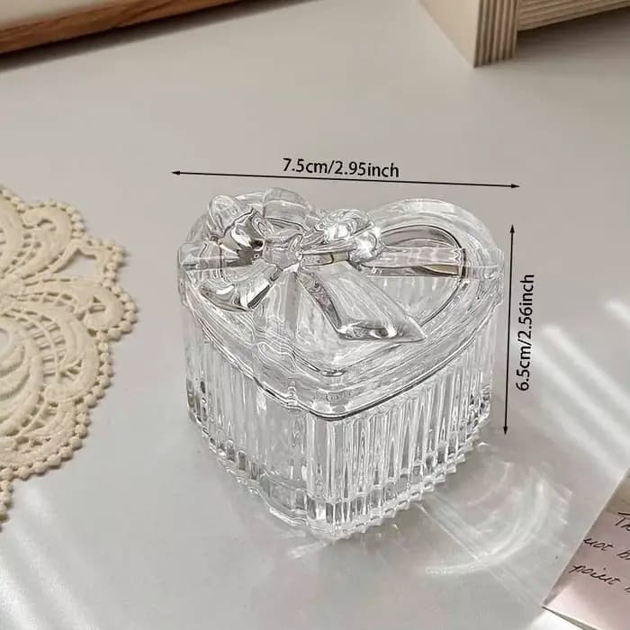 Boîte de rangement de bijoux en verre cristal avec nœud papillon, organisateur exquis Transparent av