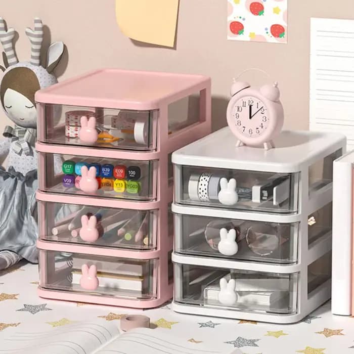 Organisateur de tiroirs empilables transparents - Boîte de rangement multi-niveaux en PP pour le bureau/les produits de