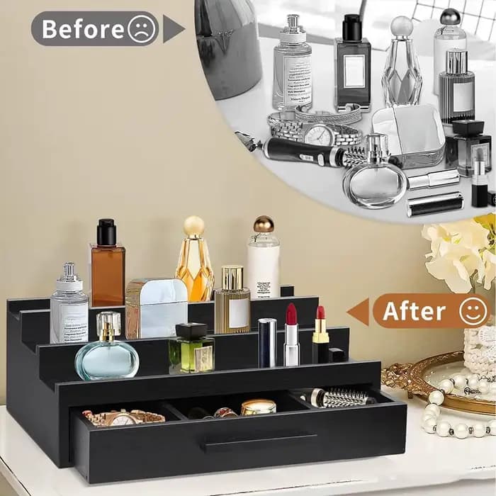 Nouveau porte-parfum organisateur support de parfum trois couches porte-parfum affichage de parfum organisateur de parfum noir avec tiroirs