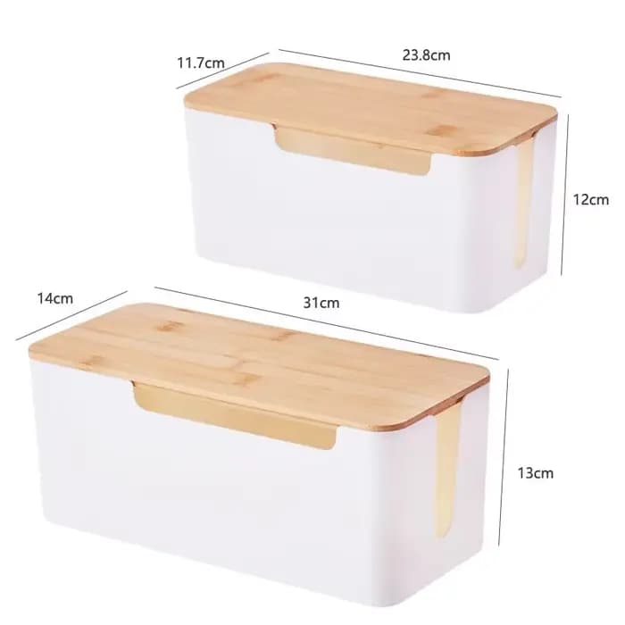 Boîte de rangement de câbles de bureau en bois