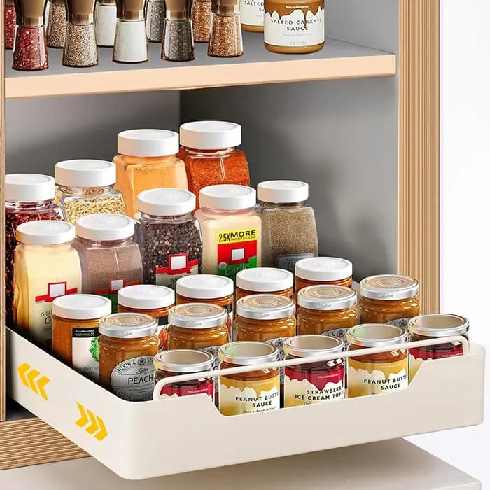 Boîte de rangement de cuisine avec Rail coulissant, armoire extractible, étagère de rangement pour é