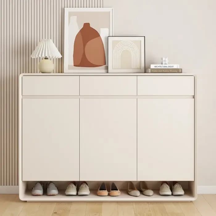 Meuble à chaussures scandinave en bois blanc
