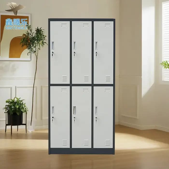 Armoire de rangement de bureau de salle de sport en métal à 6 portes
