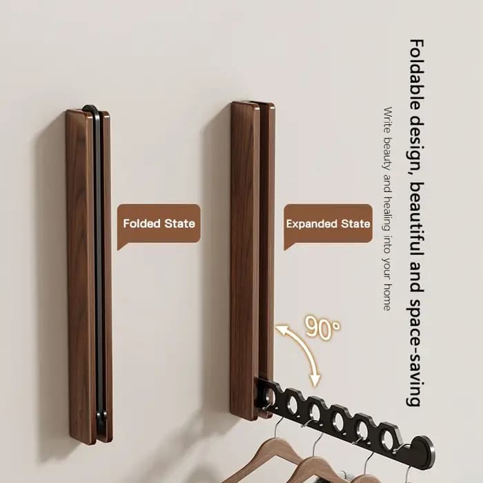 Cintre à vêtements en bois, support de séchage mural, conception pliable et organisateur de vêtement
