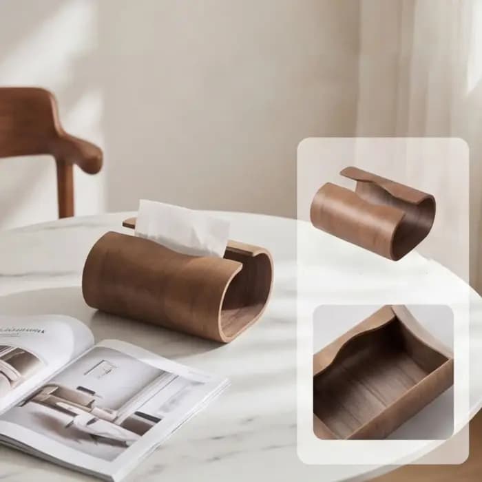 Boîte rangement élégante en bois pour papier soie