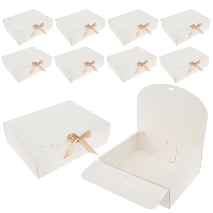 Coffrets cadeaux avec couvercles et ruban en papier