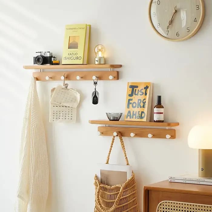 Porte-manteau mural avec étagère de rangement