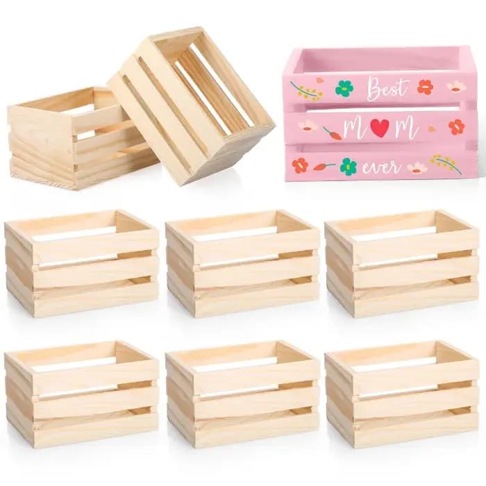 Lot de 12 petites caisses en bois non finies de 12