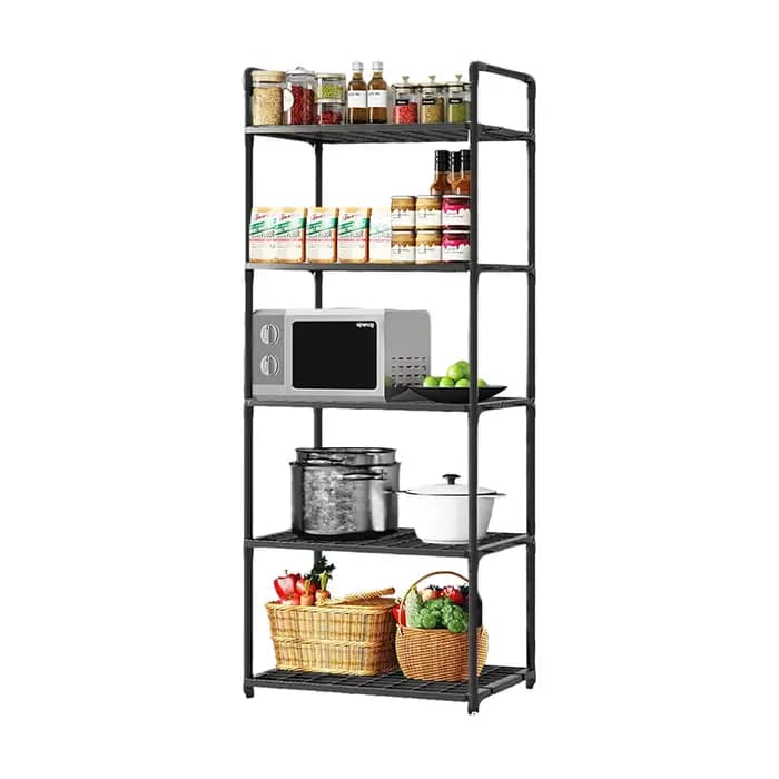Étagère de rangement à 5 niveaux, capacité de 66 lb, étagère sur pied réglable pour cuisine, garde-manger, placard, salle de bain, garage à linge