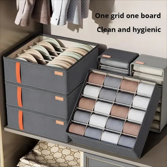 1pc gris foncé sous-vêtements boîte de rangement chaussettes sous-vêtements rangement tiroir Divisio