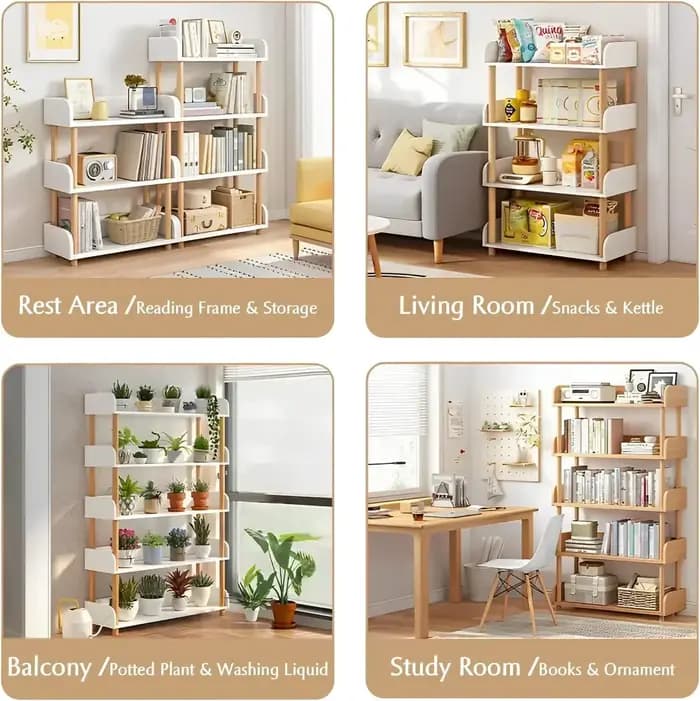 Wayifair Home Furniture Store Bibliothèque d'exposition moderne avec bord supérieur et cadre en bois massif pour la
