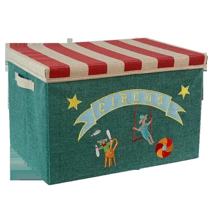 Boîte de rangement pour enfants avec couvercle, rectangulaire, pliable, en lin, motif maternelle, la