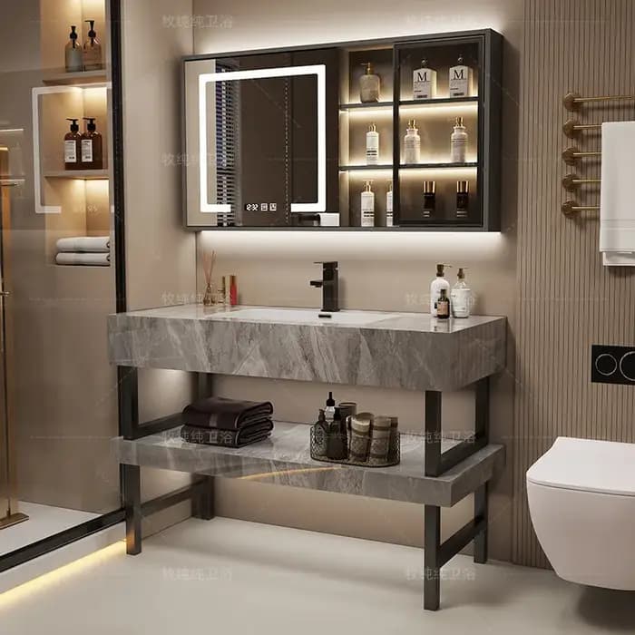 Meuble de Salle de Bain Moderne de Luxe avec Rangement
