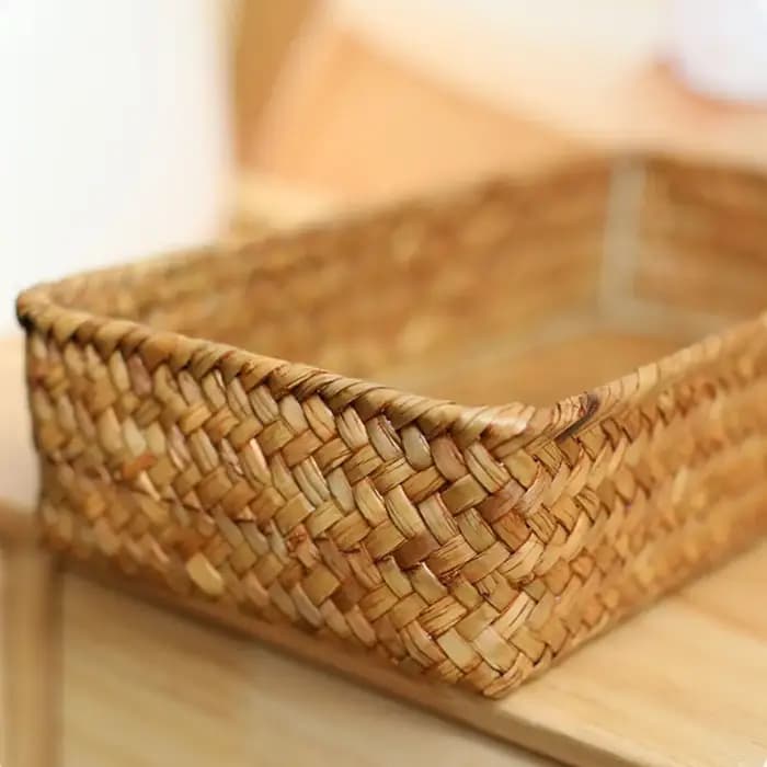 Panier de rangement rectangulaire à motif tressé pour légumes