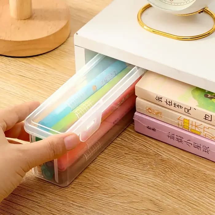 Boîte de rangement transparente pour fournitures de bureau