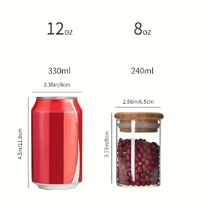 Pots à épices en verre avec couvercle en bambou, récipients à épices hermétiques de 8oz avec étiquet