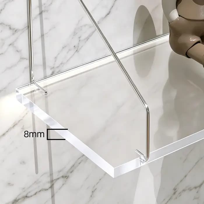 Étagère flottante en acrylique transparente à fixer au mur avec crochets adhésifs pour livres