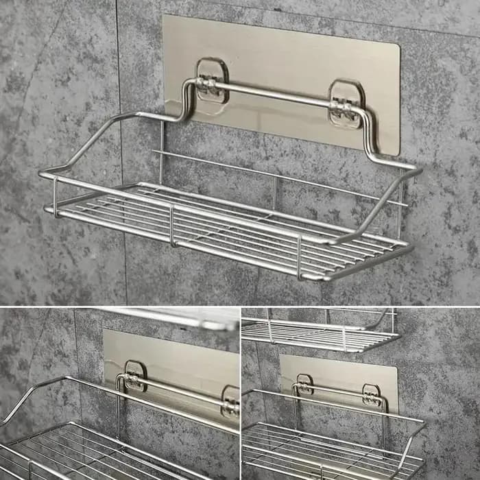 Étagère de rangement de salle de bain en acier inoxydable