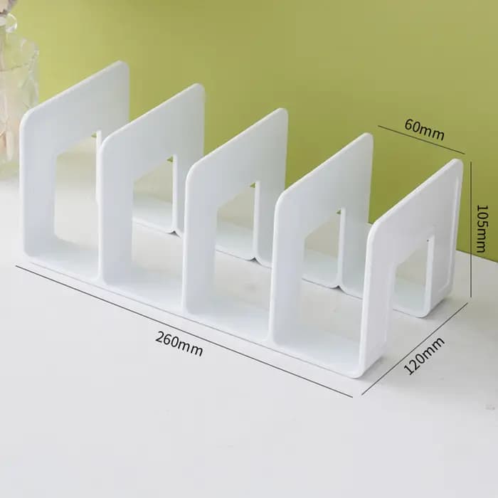 Support de rangement de livres à 4 compartiments, serre-livres en ABS, séparateur d'étagère, support