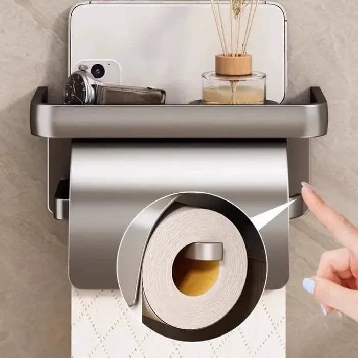 Porte-rouleau de papier toilette auto-adhésif/perforé
