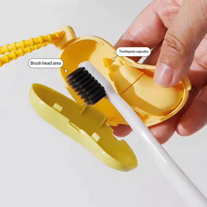 Capuchon de protection pour brosse à dents banane avec boîte de rangement pour dentifrice - compact et pratique -