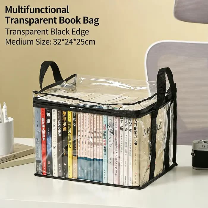 Boîte à livres pliable, organisateur de livres pour dortoirs d'étudiants et salles de classe, boîte de rangement transparente et étanche pour la maison