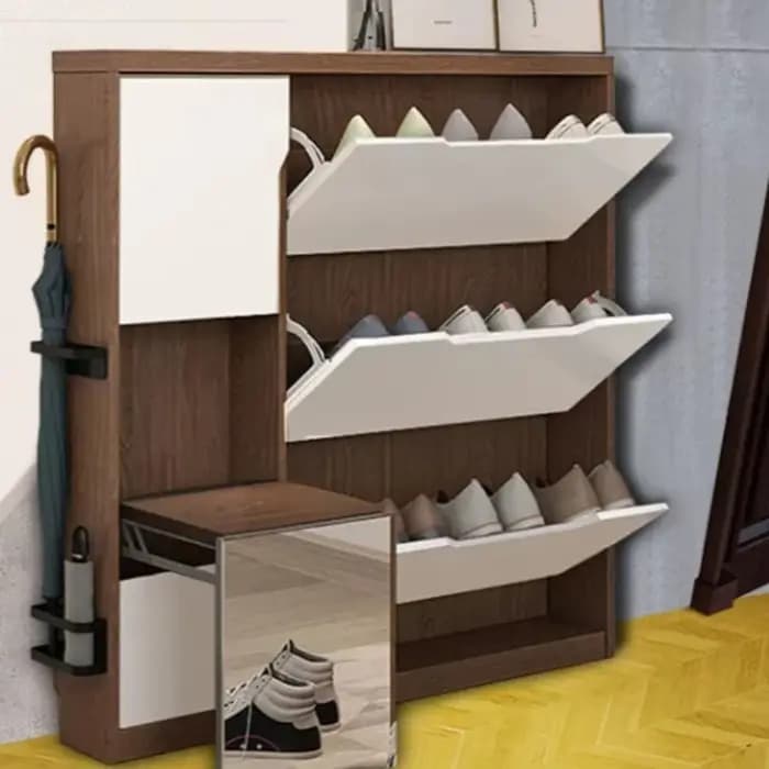Meuble à chaussures pivotant avec banc d'entrée et rangement pour couloir