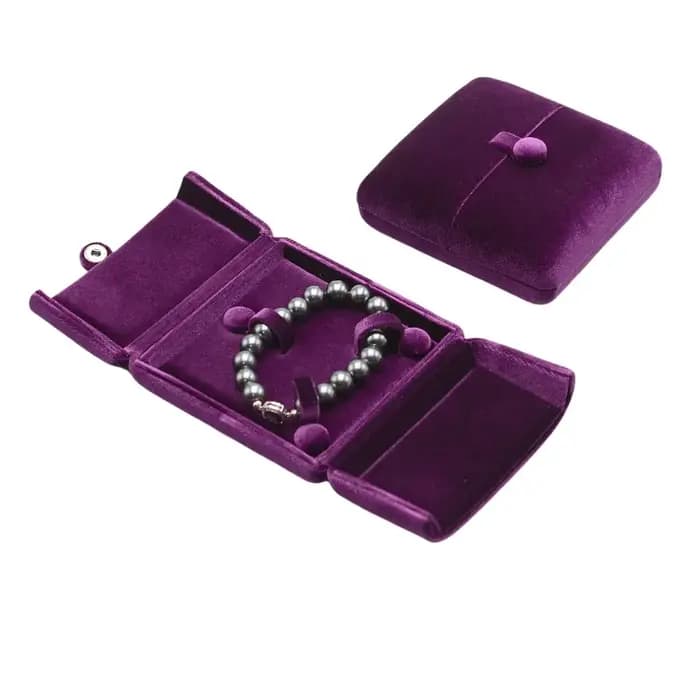Boîte à bijoux en velours de couleur unie
