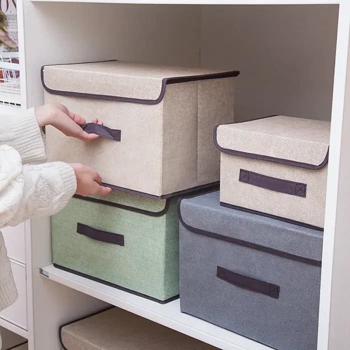 Boîte de rangement en tissu non tissé gris, fournitures pour la maison, vêtements, sous-vêtements, chaussettes, jouets pour enfants, évaluationcosmétiques