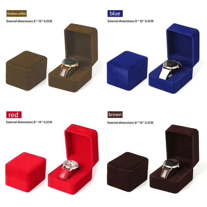 Boîte à montres élégante en velours à coins arrondis pour montres-bracelets, montres connectées, horloges, accessoires de bijouterie, emballage professionnel