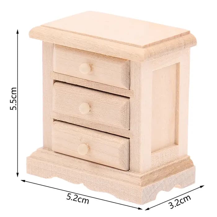 Armoires de rangement miniatures pour maison de poupée 1:12, tables de chevet, coffre à tiroirs, meu