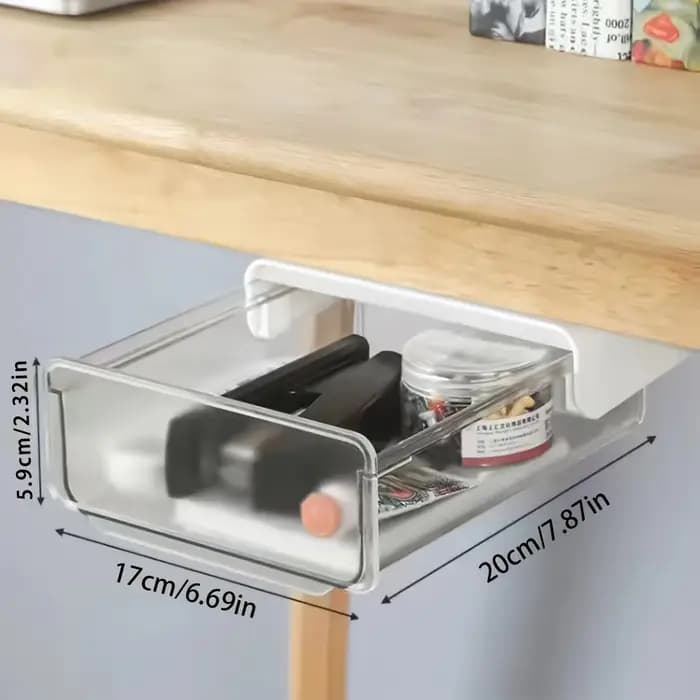 Boîte de rangement à tiroir sous le bureau, organisateur Invisible sans perçage, boîte de rangement inférieure de bureau extractible