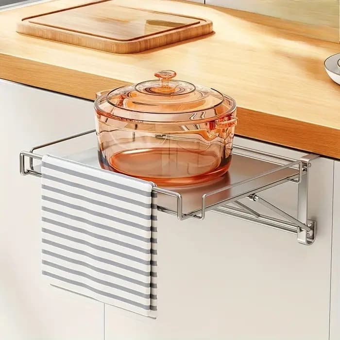 Étagère pliable en acier inoxydable pour comptoir