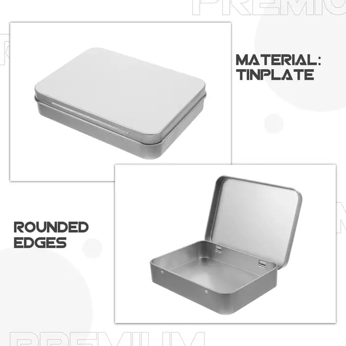 Boîte en fer blanc rectangulaire robuste avec couvercle