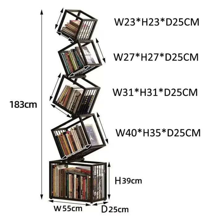 Étagère d'art en fer pour décoration de salon moderne, bibliothèque d'étude de bureau, support de rangement multicouche pour organiser des livres et des décorations