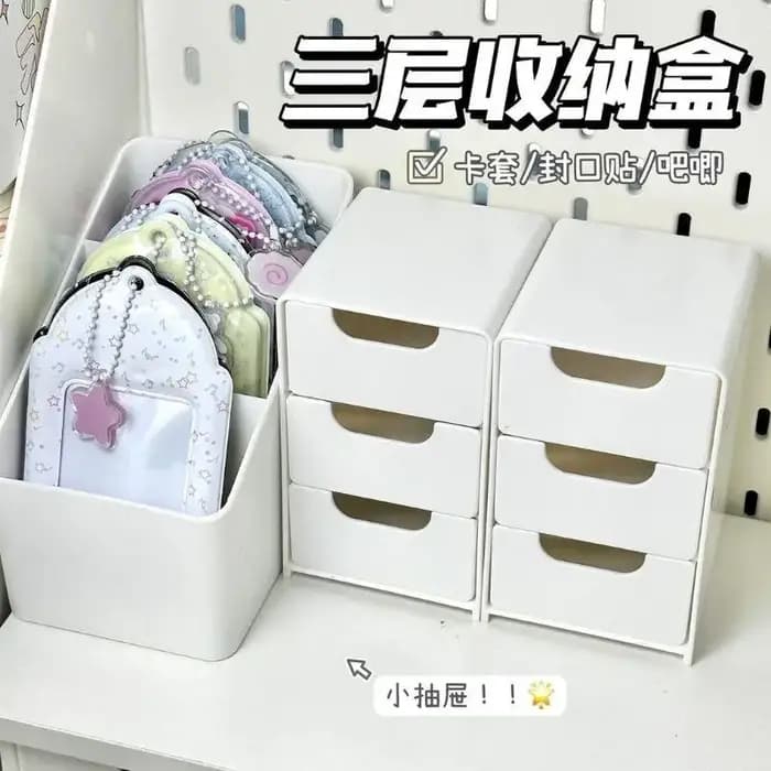Boîte de rangement de cosmétiques en plastique à 3 niveaux
