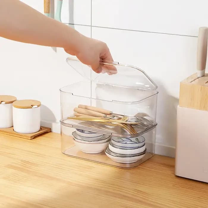 Boîte de rangement empilable pour documents A4 avec couvercle