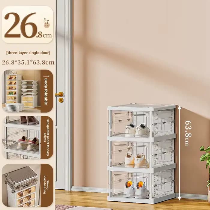 Meuble de rangement pliable transparent pour chaussures, étagère à collations domestique, boîte de r
