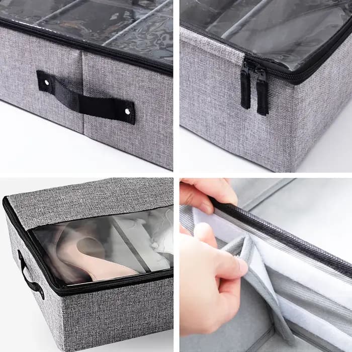 Boîte de rangement transparente pour chaussures, armoire à chaussures domestique peu encombrante, armoire à chaussures sous le lit, boîte de rangement anti-poussière pour chaussures et bottes