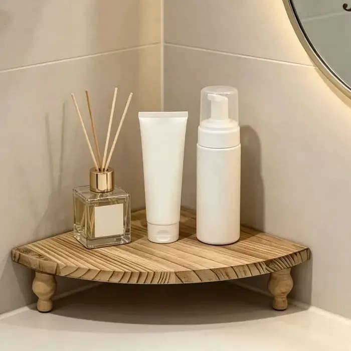 Étagère de rangement en bois en forme d'éventail