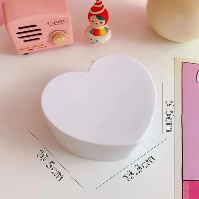Boîte de rangement pour bijoux en forme de cœur pour filles avec miroir, en plastique rose et blanc, organisateur de bracelets et de bandeaux pour cheveux, présentoir de bijoux pour filles à poser sur