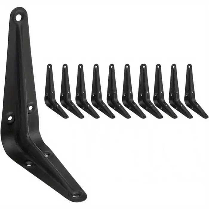 Supports d'étagère flottants en L de 8 pouces, 10 pièces, en acier noir robuste pour Angle de Joint